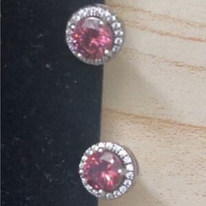 Elegant Pink and Silver Stud Earrings